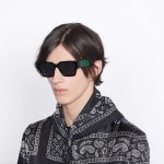 Kính Mát Dior CD SU 16A0 Gemstone Edition Black Square Sunglasses With Green Malachite Finishing Details Màu Đen