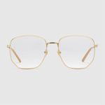 Kính Mắt Cận Gucci Rectangular-Frame Metal Glasses