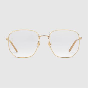 Kính Mắt Cận Gucci Rectangular-Frame Metal Glasses