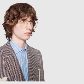 Kính Mắt Cận Gucci Rectangular-Frame Metal Glasses