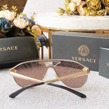 Kính Mát Versace Brown Mirror Gold Sunglasses Gọng Kim Loại VE2161 136/00/145 Màu Nâu