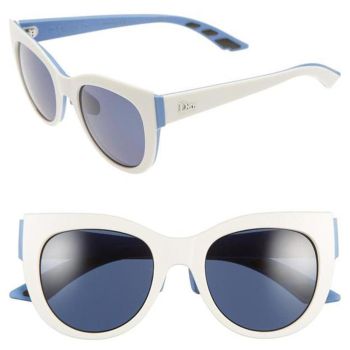 Kính Mát Dior White Blue New Decale 1/S Cat Eye Baby Rubber Matte Sun