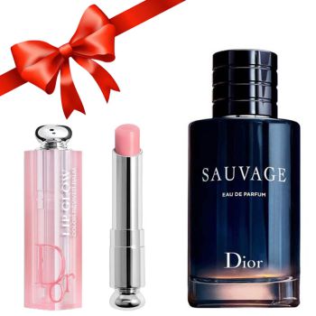 Combo Dior (Nước Hoa Sauvage EDP 100ml + Son Dưỡng Addict 001 Pink)
