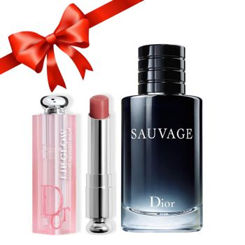 Combo Dior (Nước Hoa Sauvage EDT 100ml + Son Dưỡng Addict 012 Pink 2021)