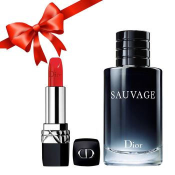 Combo Dior (Nước Hoa sauvage Edt 100ml + Son Dior Rouge 844 Trafalgar)
