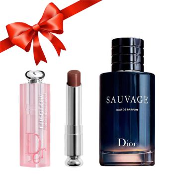 Combo Dior (Nước Hoa Sauvage Edp 100ml + Son Dưỡng Addict 020 Pink 2021)