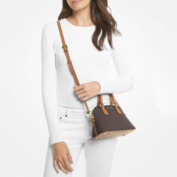 Túi Xách Tay Nữ Michael Kors MK Veronica Extra-Small Logo Crossbody Bag 32S3G6VC0B Màu Nâu