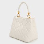 Túi Xách Nữ Charles & Keith CNK  Tillie Quilted Top Handle Bag Cream CK2-50782081 Màu Trắng Kem