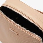 Túi Đeo Chéo Lacoste Men's Chantaco Matte Stitched Leather Vertical Camera Bag Màu Be