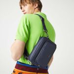 Túi Đeo Chéo Nam Lacoste Men's Soft Mate Zip Rectangular Grained Leather Reporter Bag Màu Xanh Navy