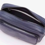 Túi Đeo Chéo Nam Lacoste Men's Soft Mate Zip Rectangular Grained Leather Reporter Bag Màu Xanh Navy