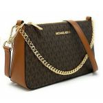 Túi Đeo Chéo Michael Kors MK Jet Set Travel Medium Pouchette Crossbody Bag MK Signature Brown Màu Nâu