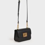 Túi Xách Nữ Charles & Keith CNK Metallic Turn-Lock Bag CK2-50781528 Màu Đen