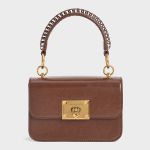 Túi Xách Nữ Charles & Keith CNK Metallic Turn-Lock Bag CK2-50781528 Màu Nâu