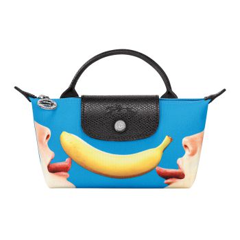 Túi Xách Tay Nữ Longchamp x Toiletpaper Toile Pochette Bleu 34175TPC127 Màu Xanh Blue