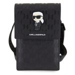 Túi Đựng Điện Thoại Karl Lagerfeld Saffiano Monogram Wallet Phone Bag Ikonik NFT Black Màu Đen