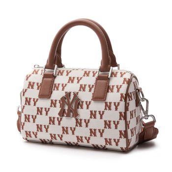 Túi Xách Nữ MLB Jacquard Boston Classic Monogram S New York Yankees 3ABWS013N-50CRD Màu Trắng/Nâu