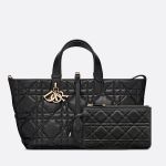 Túi Xách Tay Nữ Dior Medium Toujours Bag Black Macrocannage Calfskin Màu Đen