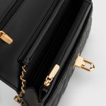 Ví Nữ Charles & Keith CNK Cressida Push-Lock Clutch - Black CK2-70160131 Màu Đen