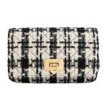 Ví Nữ Charles & Keith CNK Cressida Tweed Push-Lock Clutch - Multi CK2-70160131-1 Màu Đen Trắng