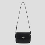 Túi Đeo Chéo Nữ SMFK Black Leather With Silver Logo B0005BM Màu Đen