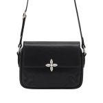 Túi Đeo Chéo Nữ SMFK Black Leather With Silver Logo B0005BM Màu Đen