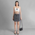 Túi Đeo Chéo Nữ SMFK Black Leather With Silver Logo B0005BM Màu Đen