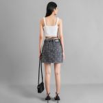 Túi Đeo Chéo Nữ SMFK Black Leather With Silver Logo B0005BM Màu Đen