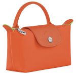 Túi Xách Nữ Long Champ Le Pliage Green Pouch With Handle 34175919P69 Màu Cam