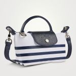 Túi Xách Tay Nữ Longchamp Le Pliage Collection Pouch 34205HDF165 Màu Xanh Navy-Trắng (Kèm Dây Đeo Của Hãng)