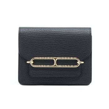 Ví Nữ Hermès Roulis Slim Black Chevre GHW Màu Đen