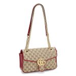 Túi Đeo Chéo Nữ Gucci GG Marmont Small Shoulder Bag Màu Nâu Viền Đỏ