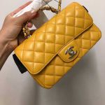 Túi Xách Nữ Chanel CC Mini8 AS4141 B13327 94305 Camellia Embossed With Top Handle Bag Yellow Màu Vàng