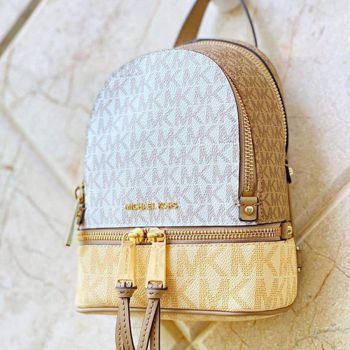 Balo Nữ Michael Kors MK  Logo Messenger Backpack Buttermilk/Multi Màu Trắng Be