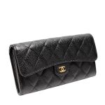 Ví Nữ Chanel Classic Flap Long Wallet Caviar Màu Đen