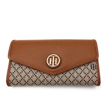 Ví Nữ Tommy Hilfiger TH Logo Signature Wallet - Brown Màu Nâu