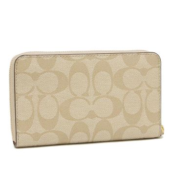 Ví Nữ Coach Medium Id Zip Wallet In Signature Canvas 88913 Màu Khaki