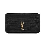 Túi Đeo Chéo Đựng Điện Thoại Nữ Yves Saint Laurent YSL Cassandre Phone Holder With Strap In Shiny Crocodile 635095DND1J1000 Màu Đen