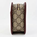 Túi Cầm Tay Nam Gucci GG Leather And Canvas Travel Pouch W/ Interlocking G In Red/Beige Màu Beige Viền Da Đỏ Mận