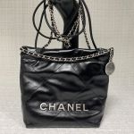 Túi Đeo Chéo Nữ Chanel 22 Shiny Calfskin Silver Tone Metal Black Mini Màu Đen