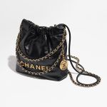 Túi Đeo Chéo Nữ Chanel 22 Shiny Calfskin Gold Tone Metal Black Mini AS3980 B08037 94305 Màu Đen