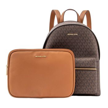 Balo Nữ Michael Kors MK 30S3GYDB6B Sally Medium 2-In-1 Logo and Faux Leather Backpack Brown Màu Nâu