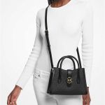 Túi Xách Nữ Michael Kors MK Natural Gabby Logo Satchel 35S3G5GS5B Màu Đen Xám