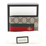 Ví Nam Gucci Bee Web Bifold Wallet GG Coated Canvas Màu Nâu Be