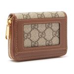 Ví Nữ Gucci Horsebit 1955 Zip Around Card Case GG Coated Canvas Màu Nâu