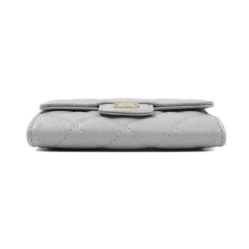 Ví Chanel Classic Caviar Quilted Flap Card Holder Grey Gold Hardware Màu Xám