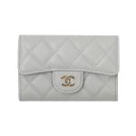 Ví Chanel Classic Caviar Quilted Flap Card Holder Grey Gold Hardware Màu Xám