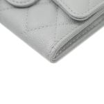 Ví Chanel Classic Caviar Quilted Flap Card Holder Grey Gold Hardware Màu Xám