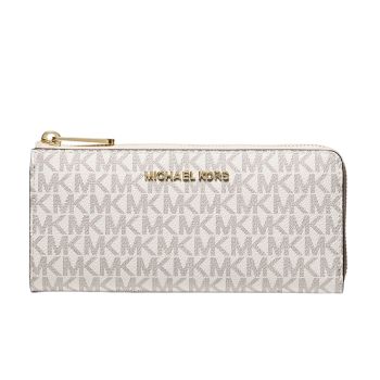 Ví Nữ Michael Kors MK Jet Set Travel Large Logo Quarter-Zip Wallet 35F8GTVZ3B Màu Trắng