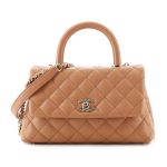 Túi Đeo Chéo Nữ Chanel Caviar Quilted Coco 9.5 Flap Beige Màu Be Đậm